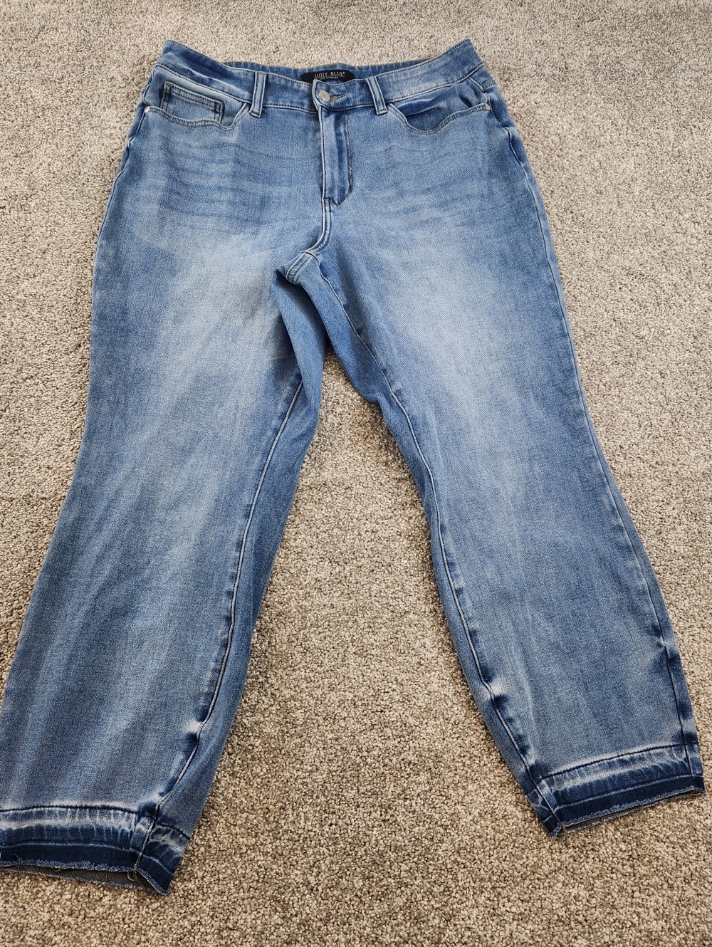 Judy Blue BoyFriend Fit Jeans Medium Wash Raw Hem Womens Size 14W